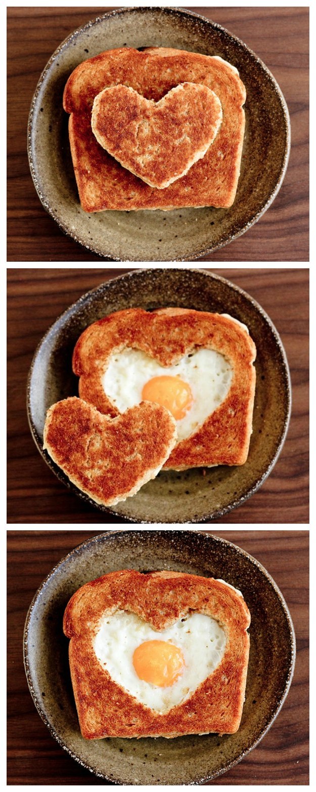 Serve up an awesomely appropriate breakfast — like this Valentine's Day egg in the basket.